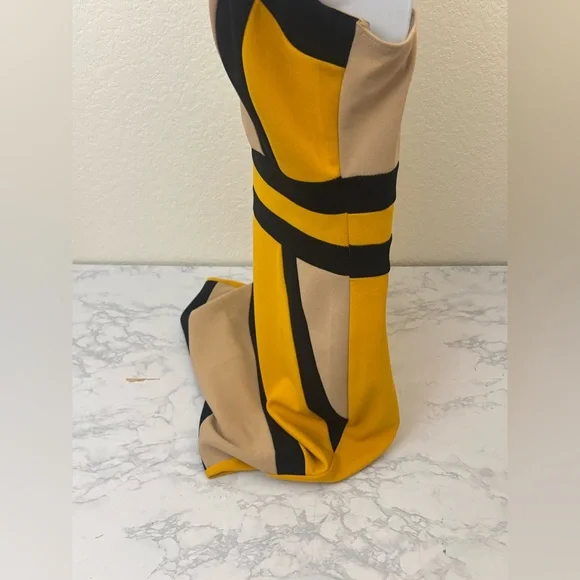 Privy  Colorblock Spaghetti Strap Dress M Whimsigoth Yellow Black Pullover - Picture 3 of 7
